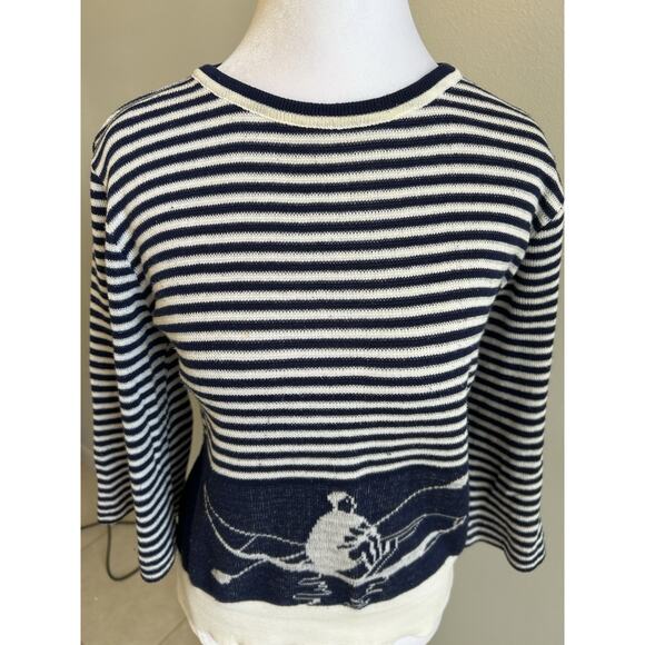 vtg 60s sailor Theme sweater Rowing Crew Nautical striped 2 Sided RARE womens - Picture 9 of 13